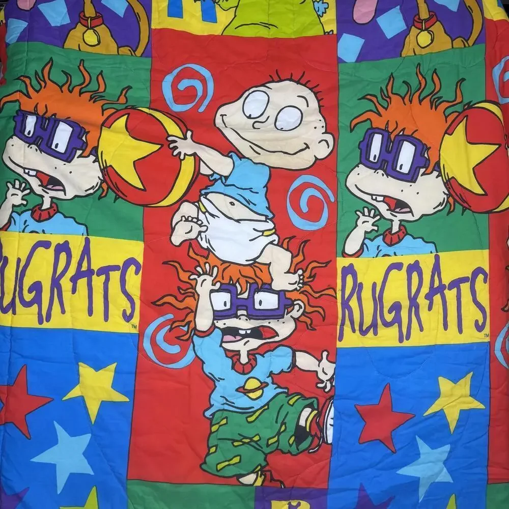 1996 Rugrats Nickelodeon Comforter 2 Sided VTG Tommy Pickles Reptar 60x87